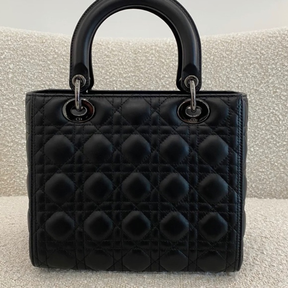 Authentic Dior Lady Bag Medium Black Lambskin Cannage - Picture 5 of 8